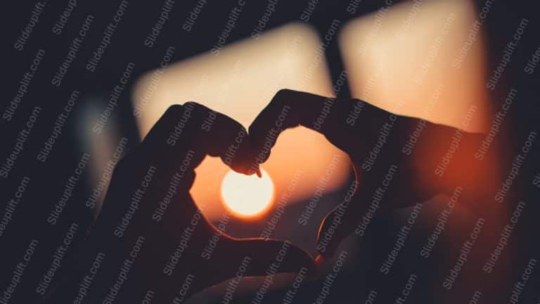 Warm Hues Heart Silhouette Sunset Background Image & Google Slides Theme