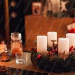 Warm White Candles And Christmas Decorations Background Image & Google Slides Theme