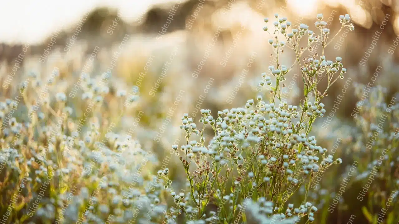 White Blue Flowers Golden Hour Background Image & Google Slides Theme