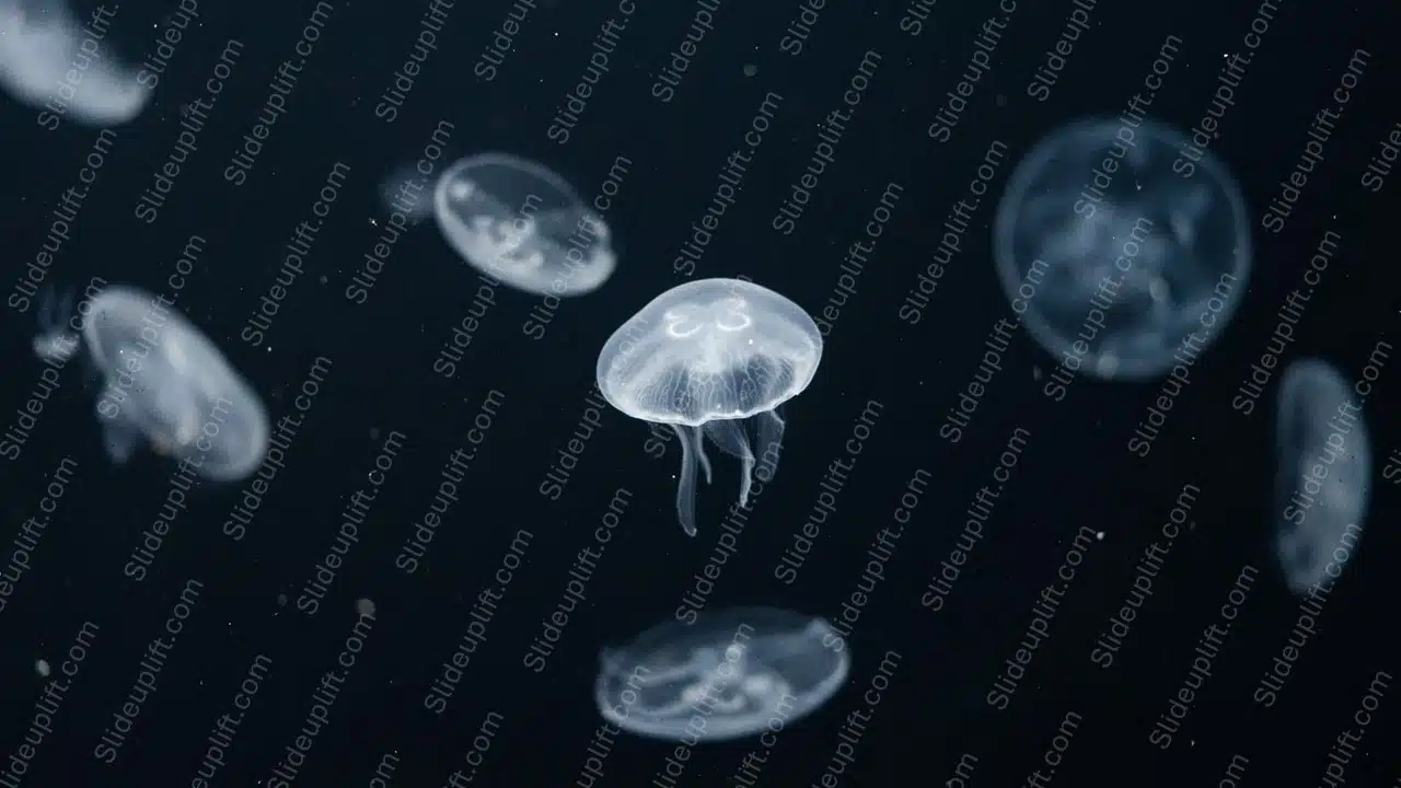 White Jellyfish Deep Blue Background Image & Google Slides Theme