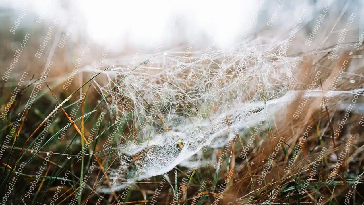 White Spider Web Green Grass Background Image & Google Slides Theme