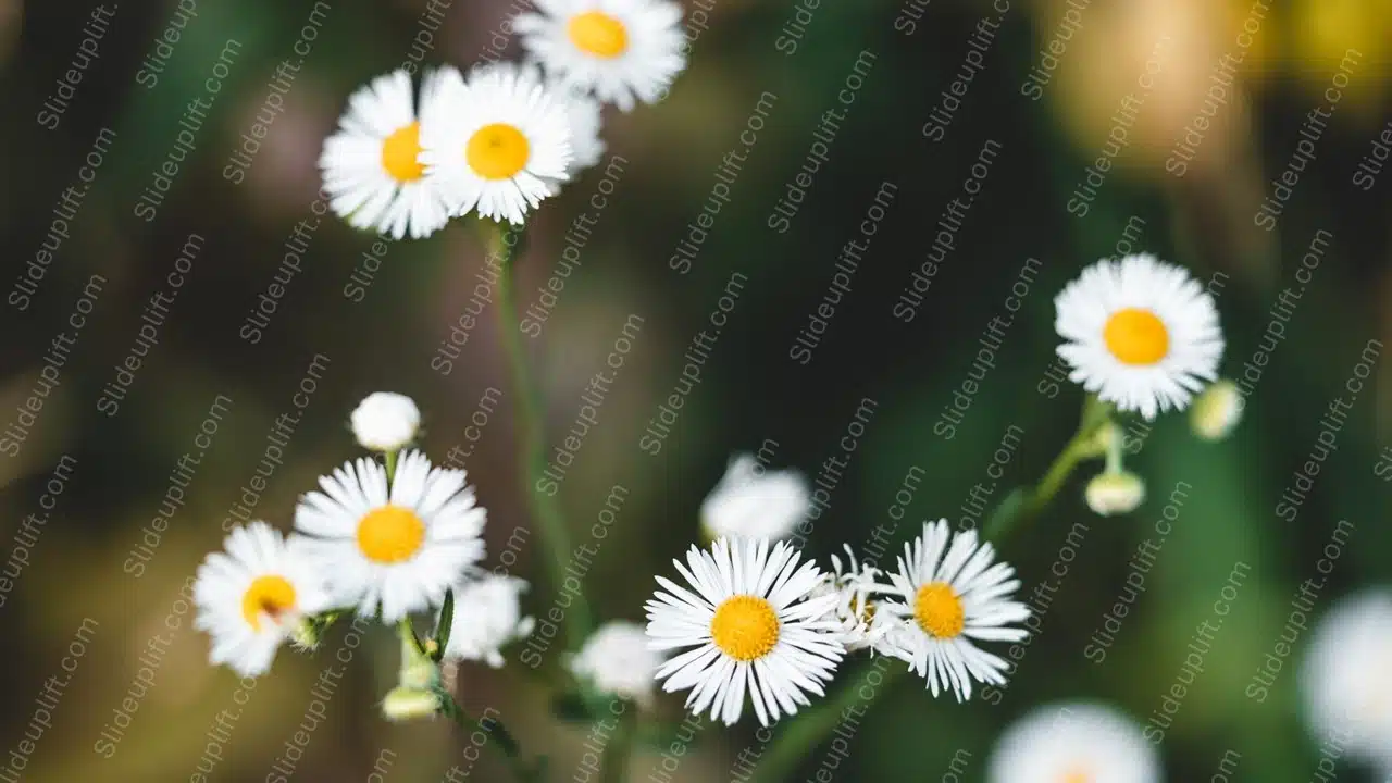 White Yellow Daisies Green Background Image & Google Slides Theme