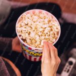 White Yellow Popcorn Red Blue Container Gray Textile Background Image & Google Slides Theme