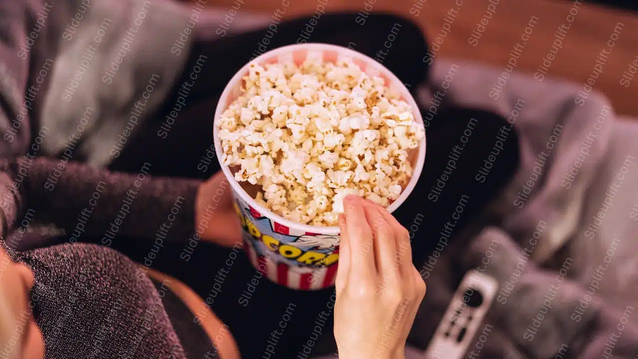 White Yellow Popcorn Red Blue Container Gray Textile Background Image & Google Slides Theme