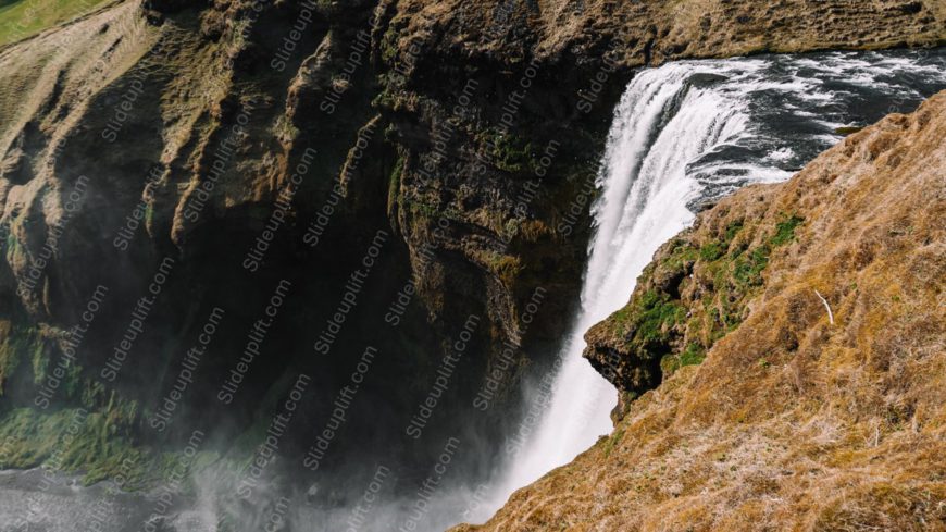 Green Brown Waterfall Nature Background Image