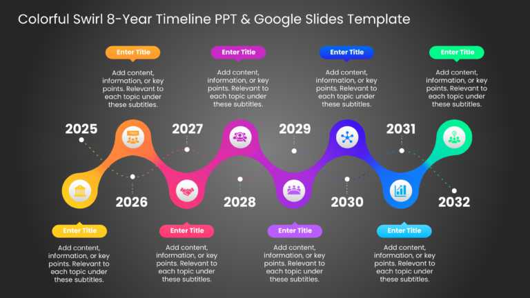 Colorful Swirl 8 Year Timeline PPT & Google Slides Template