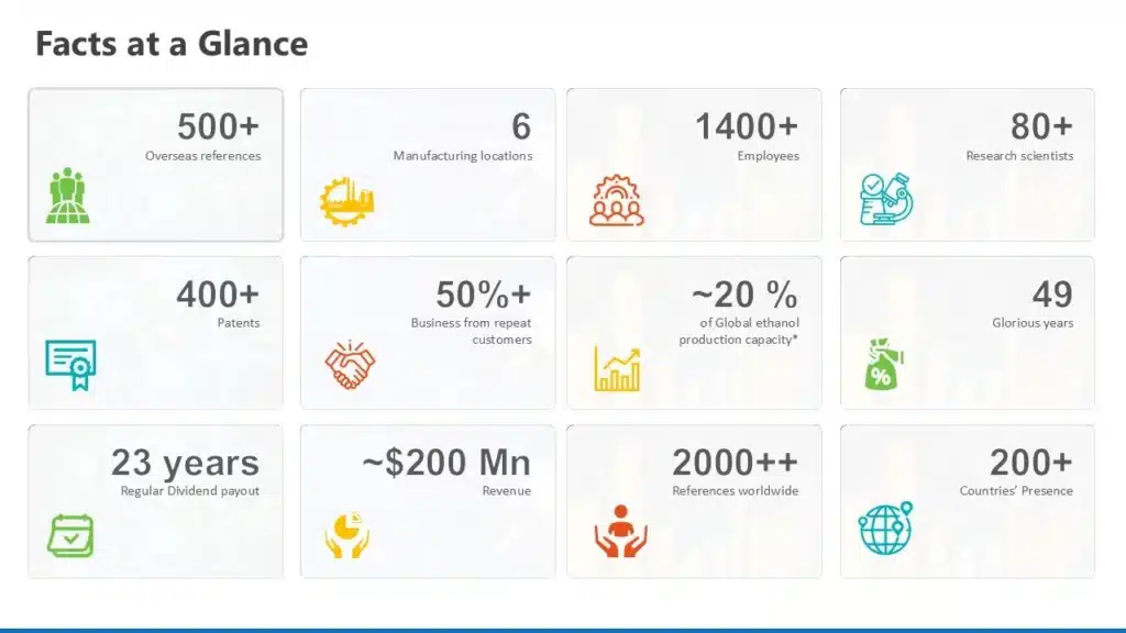 A Company Profile Dashboard, Aligned carefully to show the statistical data clearly. 