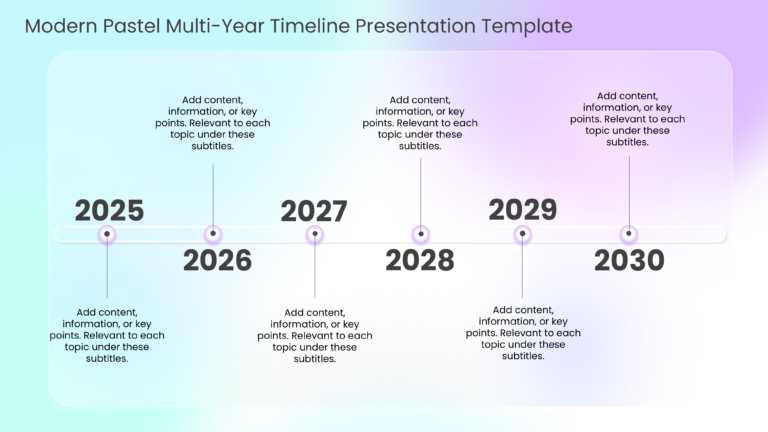 Modern Pastel Multi Year Timeline Presentation Template