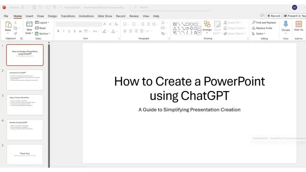 The VBA code has created your PowerPoint presentation