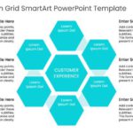 Blue Hexagon Grid SmartArt PowerPoint Template & Google Slides Theme