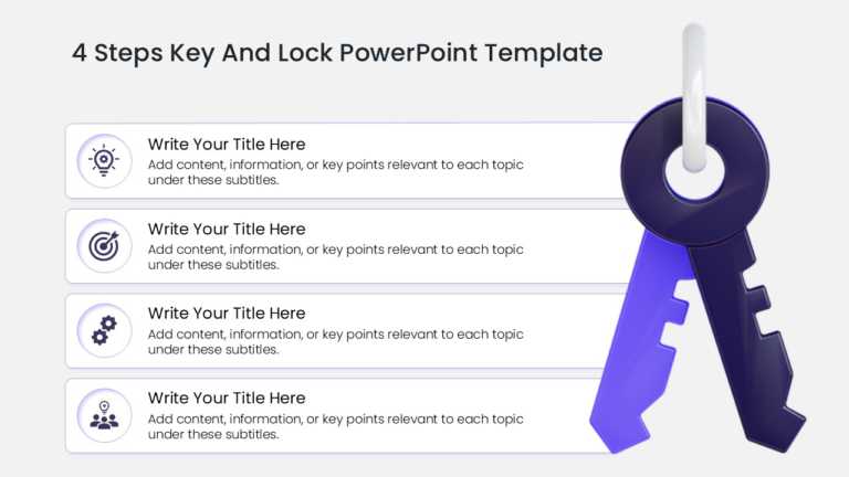 Powerpoint Key Services 4 Steps Key And Lock PowerPoint Template
