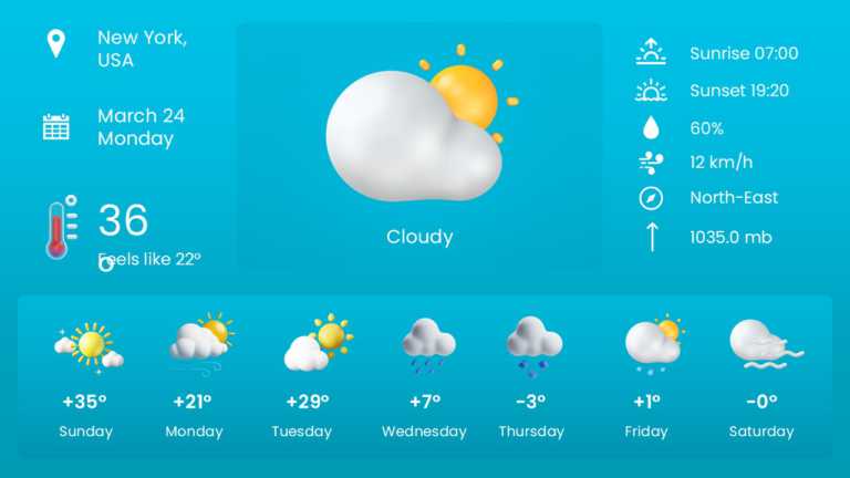Animated Vibrant Seven Day Weather Summary Presentation Template