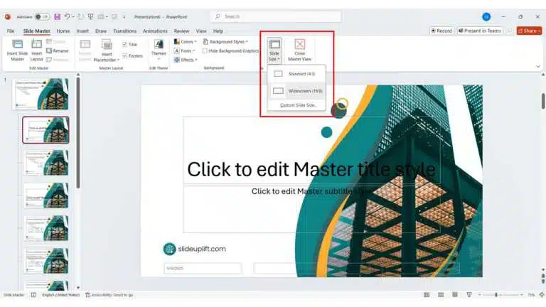 How to create a Template for PowerPoint? 
Step 2: Set Your Slides Size