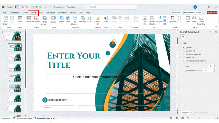 How to create a Template for PowerPoint?
Step 8: Add your Company Logo
