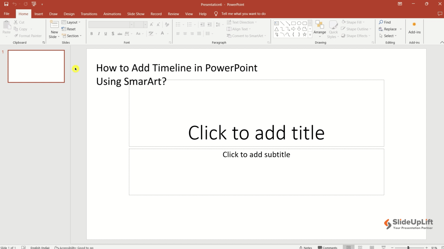 Creating a timeline in PowerPoint using the SmartArt Process layout