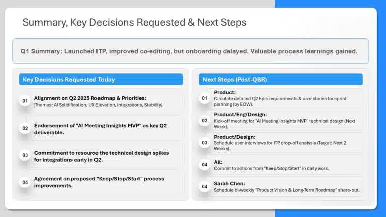 Summary And Next Steps PowerPoint Template