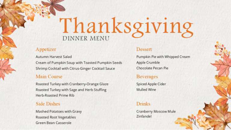 Thanksgiving Dinner Menu Template For PowerPoint