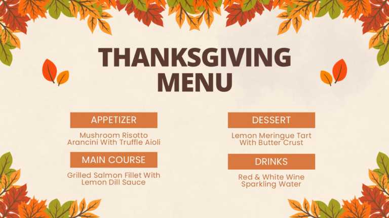 Thanksgiving Menu Template For PowerPoint
