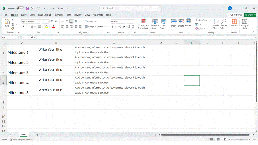 How to create a timeline in PowerPoint presentation with live data.