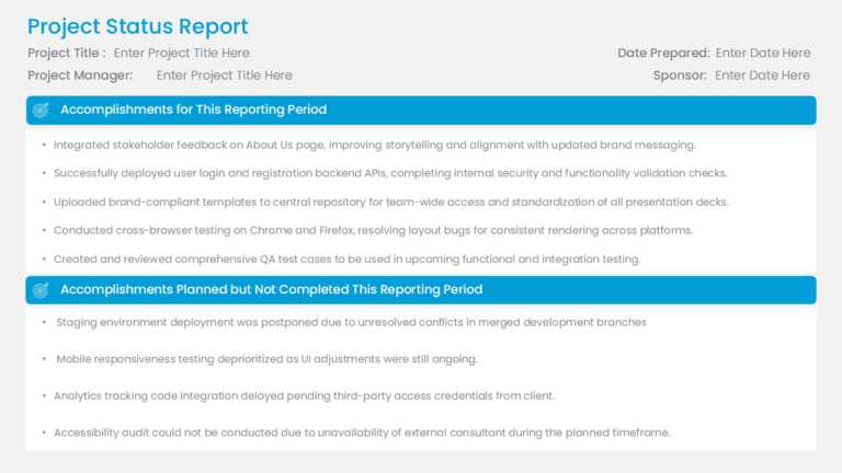 Project Status Update Presentation Template