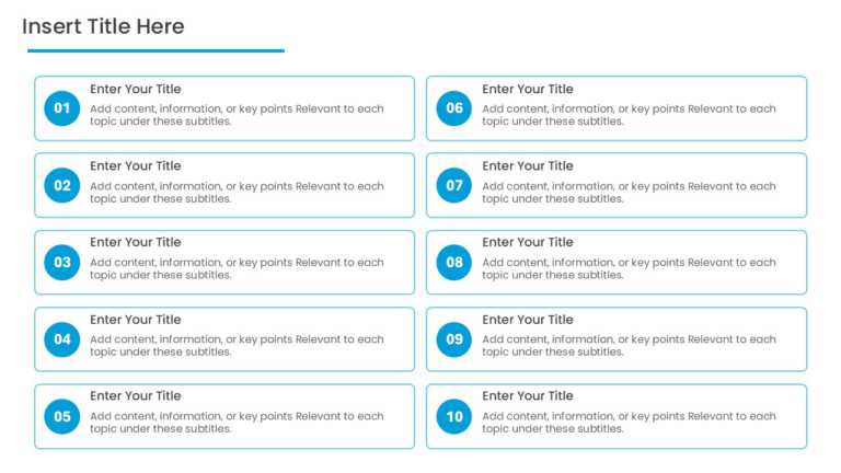 10 Steps Blue Numbered Box Agenda Powerpoint Template