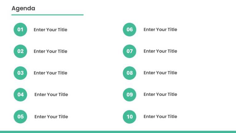 10 Steps Teal Circle Agenda Presentation Template