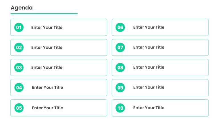 10 Steps Teal Numbered Agenda Presentation Template & Google Slides Theme
