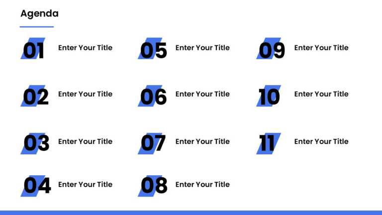 11 Steps Blue Numbered Highlight Agenda Presentation Template
