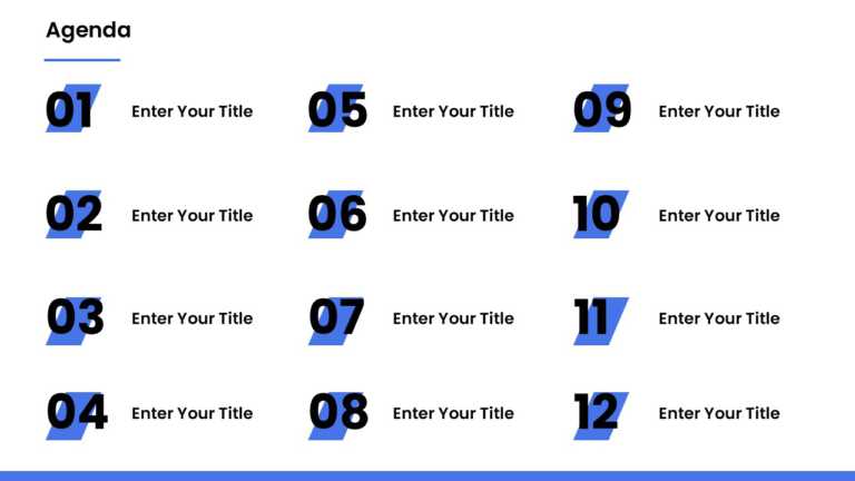 12 Steps Blue Numbered Agenda Slide Template