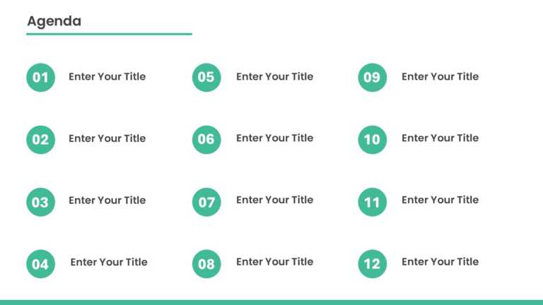 12 Steps Teal Circle Agenda Presentation Template