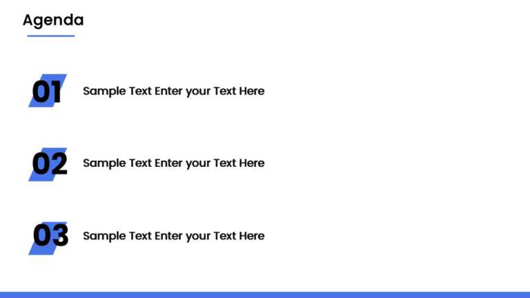 3 Steps Blue Highlight Agenda Powerpoint Template