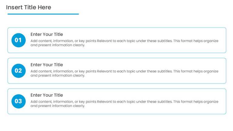 3 Steps Blue Numbered Agenda Powerpoint Template