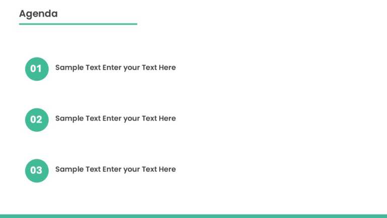 3 Steps Green Circle Agenda Slide Template & Google Slides Theme