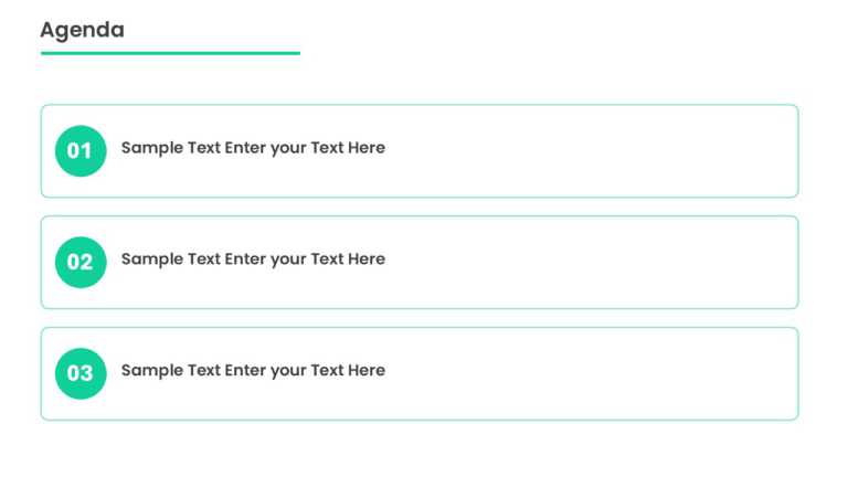 3 Steps Teal Numbered Agenda Slide Template