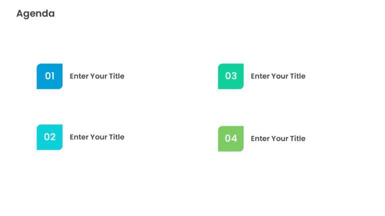 4 Steps Blue and Green Box Agenda Presentation Template