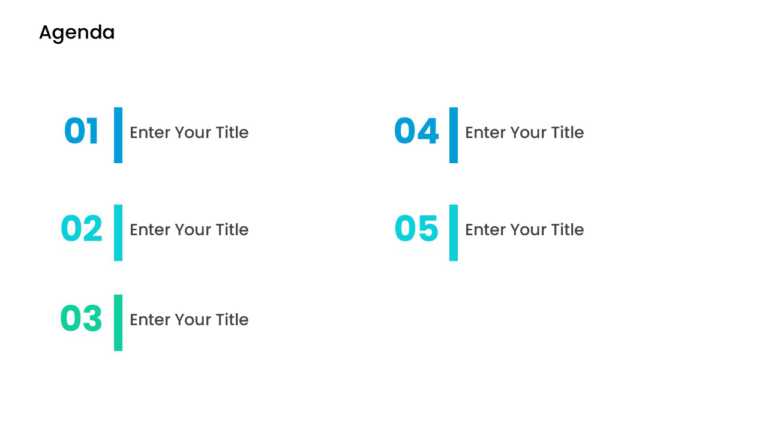 5 Steps Blue Vertical Number Agenda Powerpoint Template