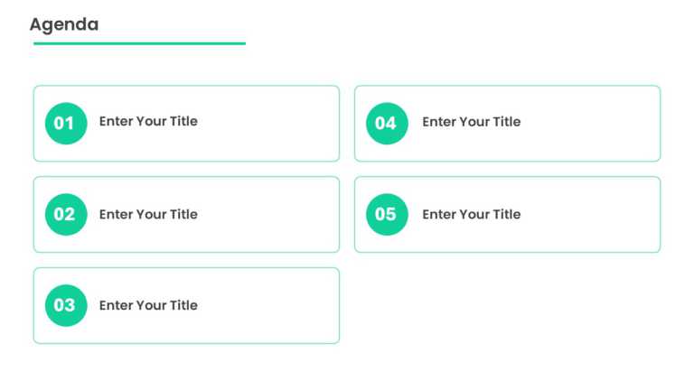 5 Steps Teal Circular Number Agenda Slide Template & Google Slides Theme