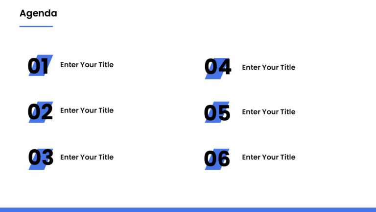6 Steps Blue Number Highlight Agenda Presentation Template