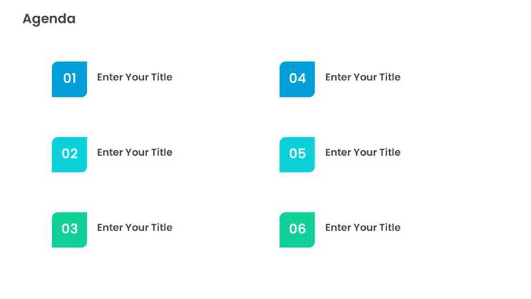 6 Steps Blue and Teal Number Grid Agenda Powerpoint Template & Google Slides Theme