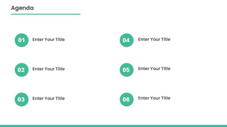 6 Steps Teal Circular Highlight Agenda Slide Template