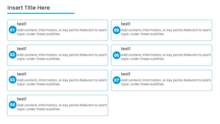7 Steps Blue Numbered Grid Agenda Powerpoint Template