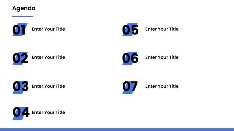 7 Steps Blue Numbered Highlight Agenda Slide Template