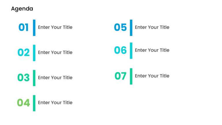 7 Steps Blue and Teal Numbered Agenda Presentation Template
