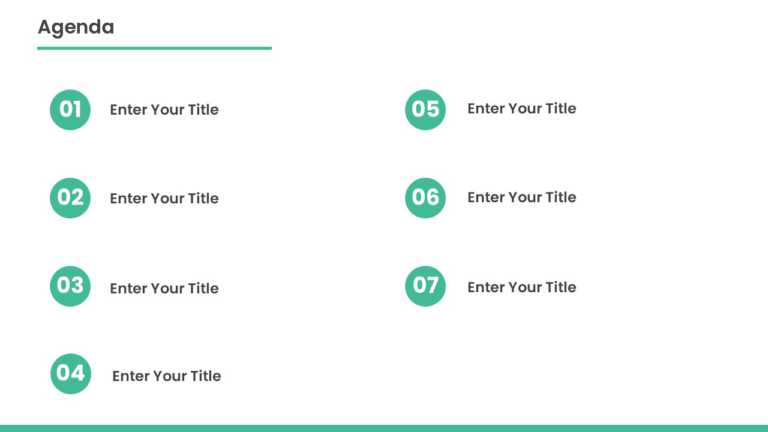 7 Steps Teal Circular Number Agenda Slide Template