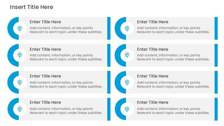 8 Steps Blue Circular Icon Agenda Slide Template