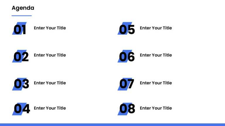 8 Steps Blue Numbered Highlight Agenda Powerpoint Template