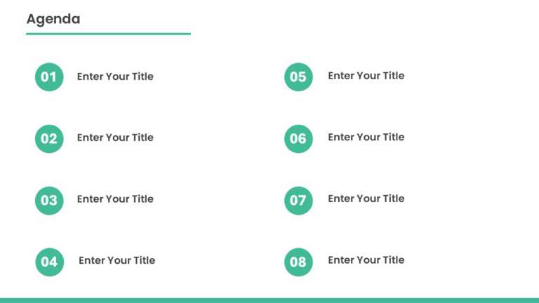 8 Steps Teal Circular Number Agenda Slide Template