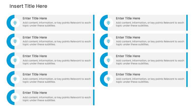 9 Steps Blue Circular Lightbulb Agenda Slide Template