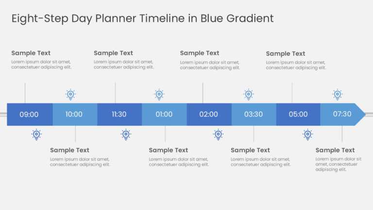 Eight Steps Day Planner Timeline In Blue Gradient
