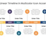 Eight Steps Linear Timeline In Multicolor Icon Accents & Google Slides Theme